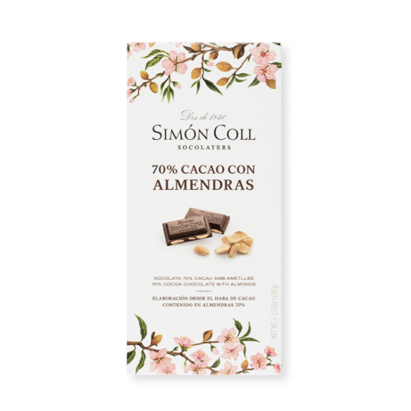 Simón Coll - Mörk Choklad 70% - med Hel Mandel - 100g